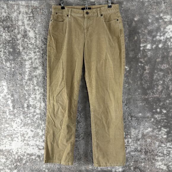 Talbots Petite Size 10P Heritage Corduroy Jeans Straight Leg Pants Brown Button - Picture 1 of 10